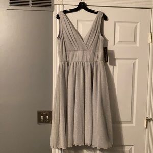 Stop staring! Midi gray sparkly dress with a Vneck line, sleeveless. XL